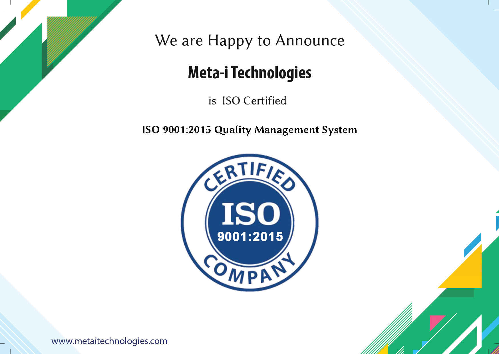 Meta-i Technologies certificates