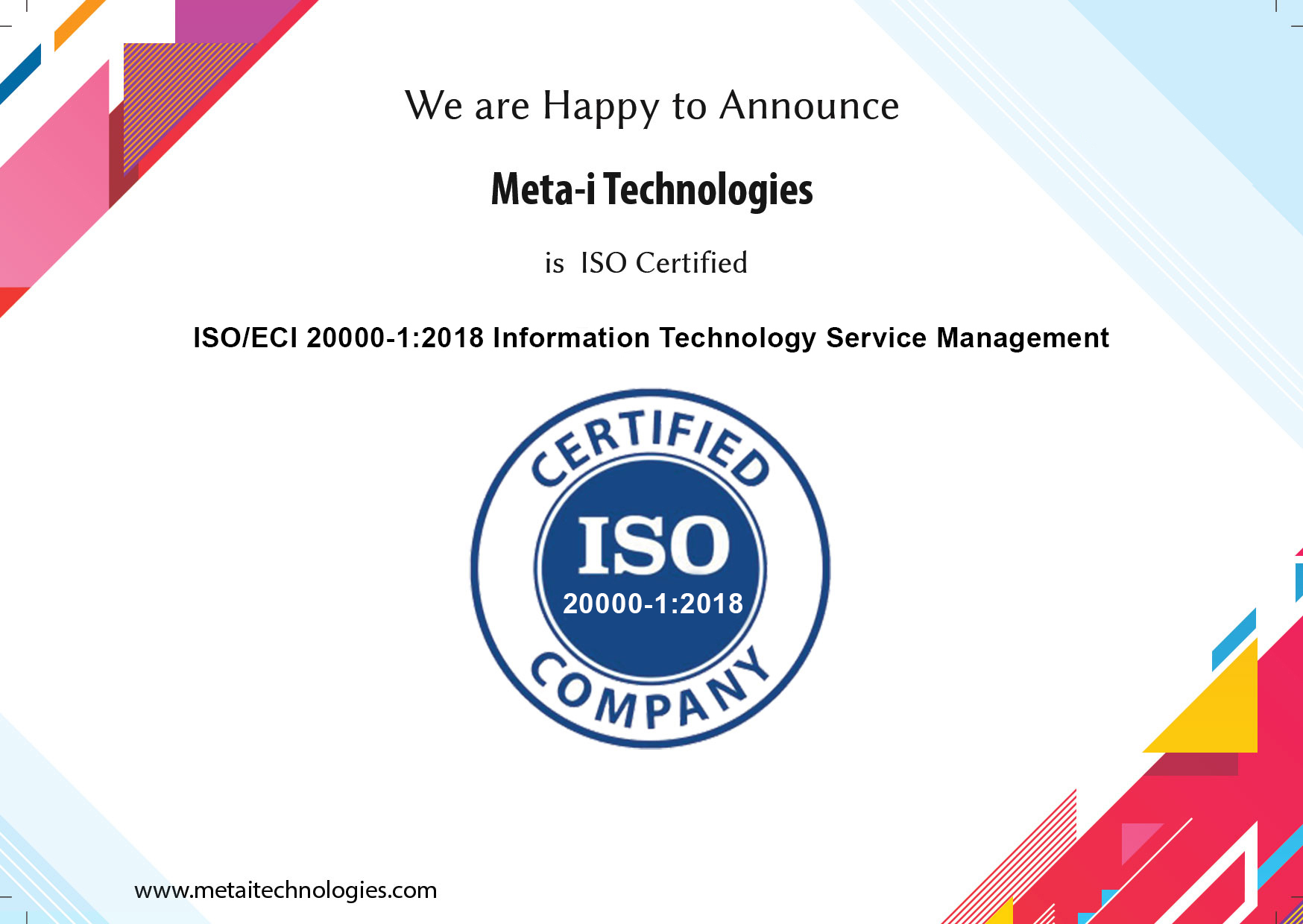 Meta-i Technologies certificates